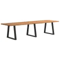 Table à manger marron clair bois de chêne massif rectangulaire