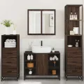 Ensemble de meubles de salle de bain 4 pcs chêne marron