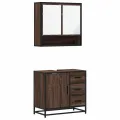 Ensemble de meubles de salle de bain 2 pcs Chêne marron