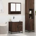 Ensemble de meubles de salle de bain 2 pcs Chêne marron