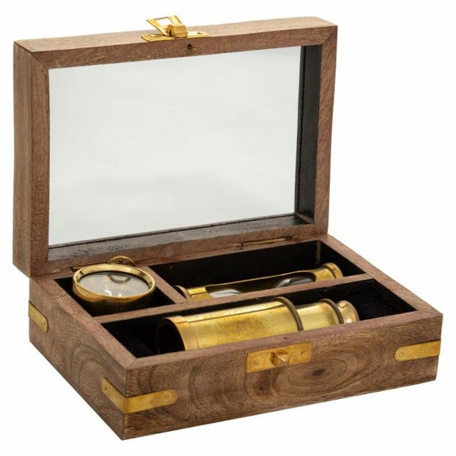 Ensemble de Figurines Alexandra House Living Marron Bois verre Laiton