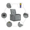 Fauteuil inclinable de massage électrique Gris clair Tissu