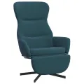 Chaise de relaxation avec repose-pied Bleu Velours