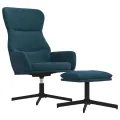 Chaise de relaxation avec tabouret Bleu Velours