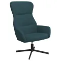 Chaise de relaxation avec tabouret Bleu Velours