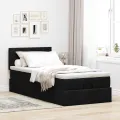 Cadre de lit ottoman avec matelas noir 90x200 cm tissu