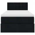 Cadre de lit ottoman avec matelas noir 90x200 cm tissu