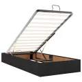 Cadre de lit ottoman avec matelas noir 90x200 cm tissu