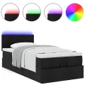 Lit ottoman avec matelas noir 90x200 cm tissu
