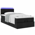 Lit ottoman avec matelas noir 90x200 cm tissu