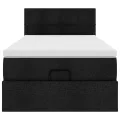 Lit ottoman avec matelas noir 90x200 cm tissu