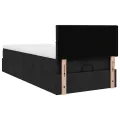 Lit ottoman avec matelas noir 90x200 cm tissu
