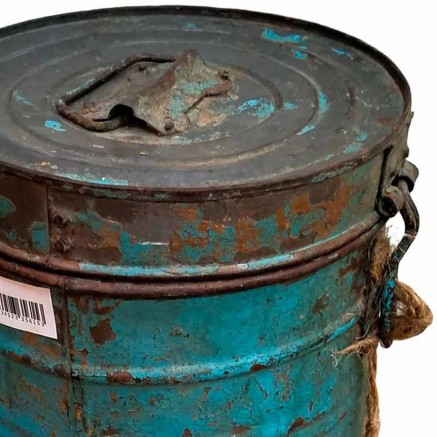 Decorative canister Alexandra House Living Blue Iron Traditional style 2
