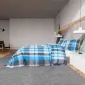 Ensemble de housse de couette Bleu et gris 260x220 cm Coton
