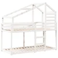 Lit superposé sans matelas blanc 90x200 cm bois de pin massif