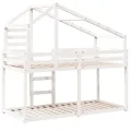 Lit superposé sans matelas blanc 90x200 cm bois de pin massif
