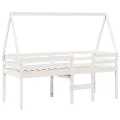 Lit haut sans matelas blanc 90x200 cm bois de pin massif