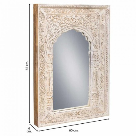 Wall mirror Alexandra House Living Cream 6 x 60 x 87 cm Rectangular