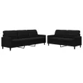 Ensemble de canapés 2 pcs avec coussins Noir Velours