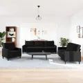 Ensemble de canapés 3 pcs avec coussins Noir Velours
