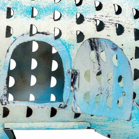 Bougeoir Alexandra House Living Bleu Bois de manguier 10 x 28 x 62 cm