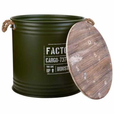 Laundry basket Alexandra House Living Factory Green Hemp Metal Fir woo