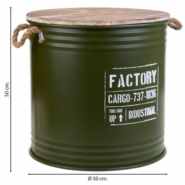 Laundry basket Alexandra House Living Factory Green Hemp Metal Fir woo