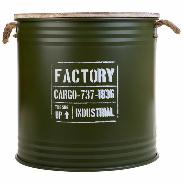 Laundry basket Alexandra House Living Factory Green Hemp Metal Fir woo