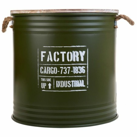 Laundry basket Alexandra House Living Factory Green Hemp Metal Fir woo