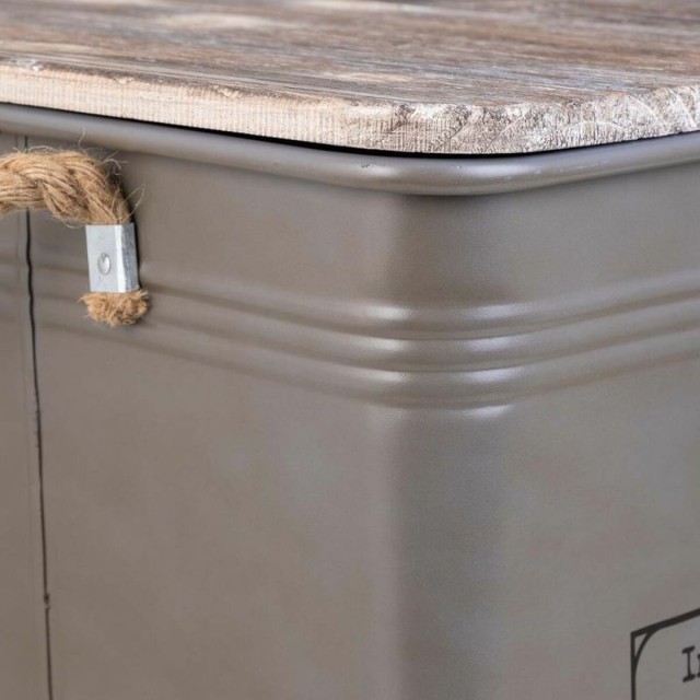 Panier à linge Alexandra House Living Cargo Gris Chanvre Métal Bois