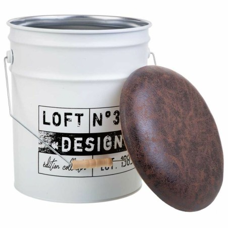 Seau Alexandra House Living Blanc Chanvre Métal Bois d'épicéa 35 x