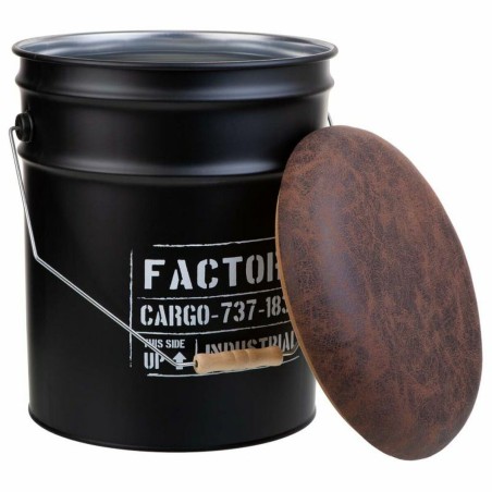 Cubo Alexandra House Living Negro Cáñamo Metal Madera de abeto 35 x