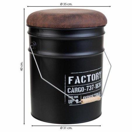 Cubo Alexandra House Living Negro Cáñamo Metal Madera de abeto 35 x