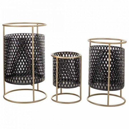 Set de Maceteros Alexandra House Living Negro Metal Hierro 27 x 74 x 2