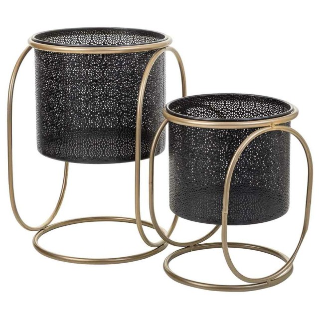 Set of Planters Alexandra House Living Black Metal Iron 26 x 178 x 26