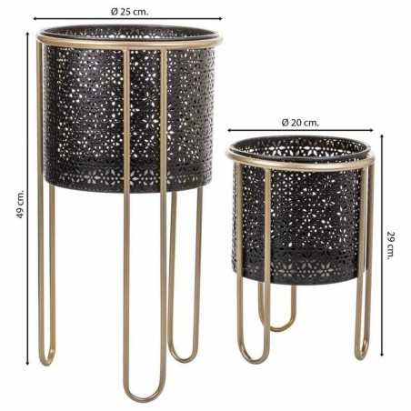 Set de pots de fleurs Alexandra House Living Noir Métal Fer 26 x 150