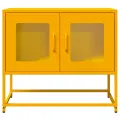 Meuble TV jaune moutarde 68x39x60,5 cm acier laminé à froid
