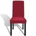 Housses de chaise élastiques droites 6 pcs Bordeaux