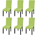 Housse de chaise droite extensible 6 pcs vert