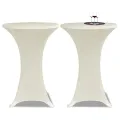 Housse de table Ø 60 cm Crème extensible 2 pcs