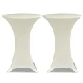 Housse de table Ø 60 cm Crème extensible 2 pcs