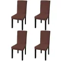 Housse de chaise droite extensible 4 pcs marron