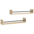 Étagères murales avec barres 2 pcs chêne sonoma 80x16x14 cm