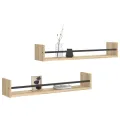 Étagères murales avec barres 2 pcs chêne sonoma 80x16x14 cm