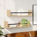 Étagères murales avec barres 2 pcs chêne sonoma 60x16x14 cm