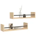 Étagères murales avec barres 2 pcs chêne sonoma 60x16x14 cm