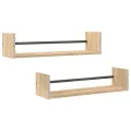 Étagères murales avec barres 2 pcs chêne sonoma 60x16x14 cm