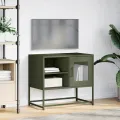 Meuble TV vert olive 68x39x60,5 cm acier