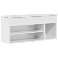 Banc à chaussures blanc brillant 102x30,5x45 cm bois ingénierie