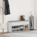 Banc à chaussures blanc brillant 102x30,5x45 cm bois ingénierie